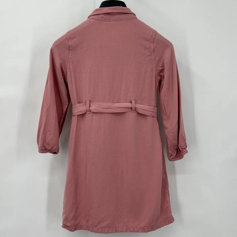 Old Navy Button Up Shirt Dress Belted Balloon‎ Sleeves Sz 5T Pink Pockets